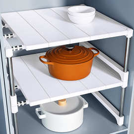厨房置物架台面免打孔家用下水槽可伸缩整理架橱柜隔板分隔收纳架