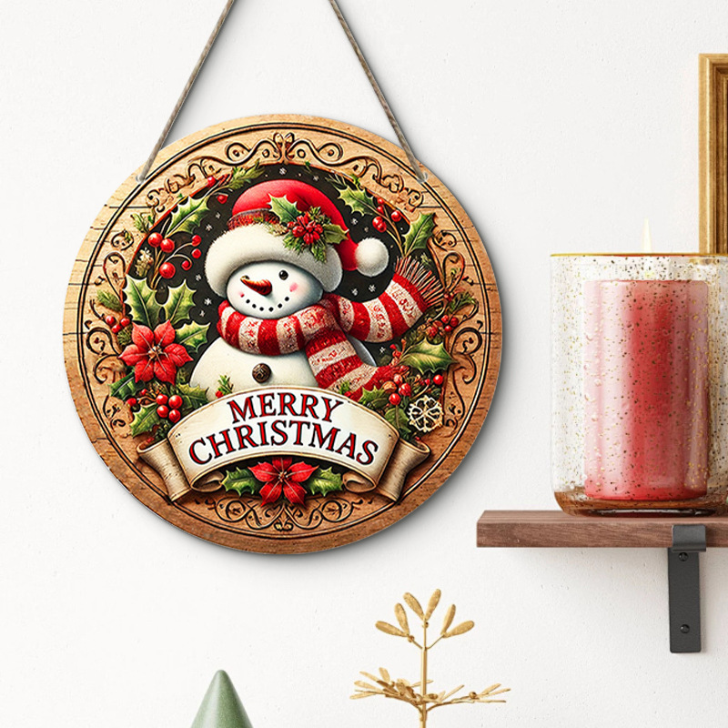 在庫ありクリスマスクリエイティブ吊り下げ装飾品木製工芸品ラウンドドアサイン木製タグシリーズ装飾ペンダント|undefined