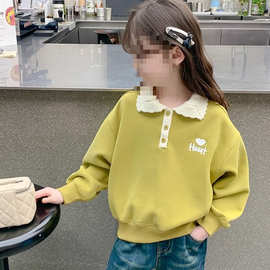 女童卫衣秋装网红新款儿童polo衫宝宝春秋韩版薄款长袖上衣穿潮