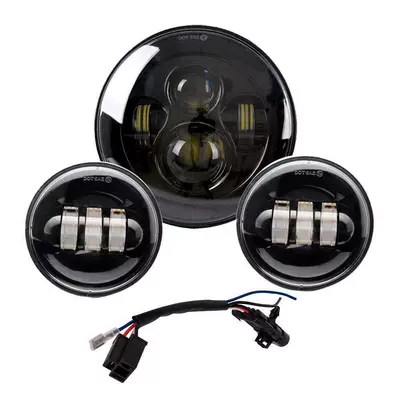 Suitable for Harley 7inch Led Headlights, 4.5inch Fog Lights, Road King Successor, Universal Full Set of Modified Lights (Ön faralar) - no-aperture-set