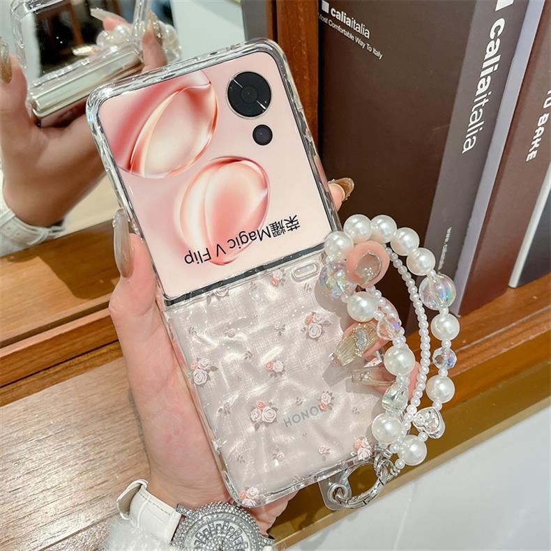 Transparent Folding Phone Case For Honor Magic V Flip With Bracelet_voghion.com