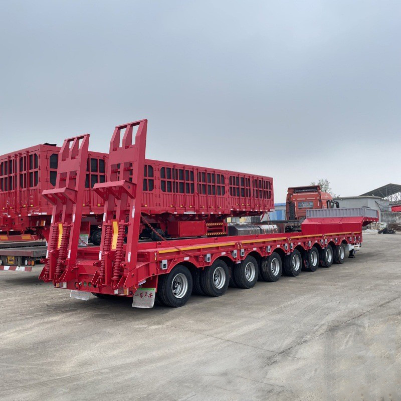 Heavy-Duty Hook Lift Trailer, Mechanical Lowbed Semi-Trailer, Large Item Transport Lowbed Semi-Trailer