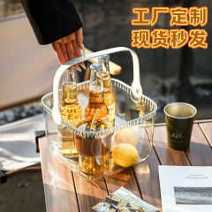 Shiyue ライト高級透明ポータブルバスケットアウトドアキャンプピクニックフルーツバスケットフルーツプレートリビングルームスナック収納バスケットメーカー