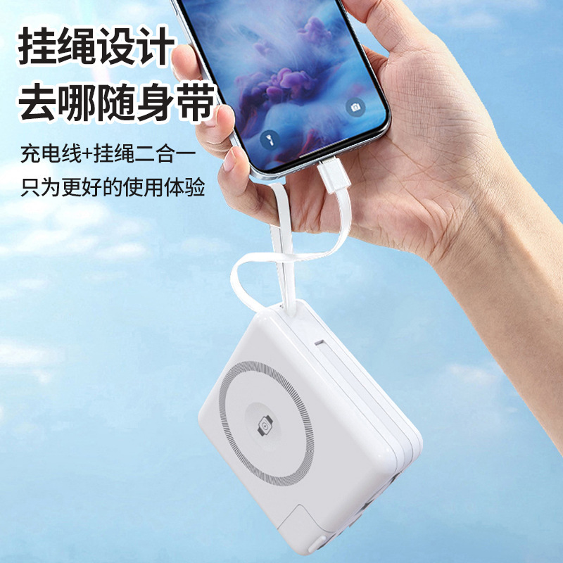 国境を越えたqi2オーストラリア規格SAA認証取得済み、ケーブル内蔵の5in1モバイル急速充電器、10000mAh磁気ワイヤレス充電パック|undefined
