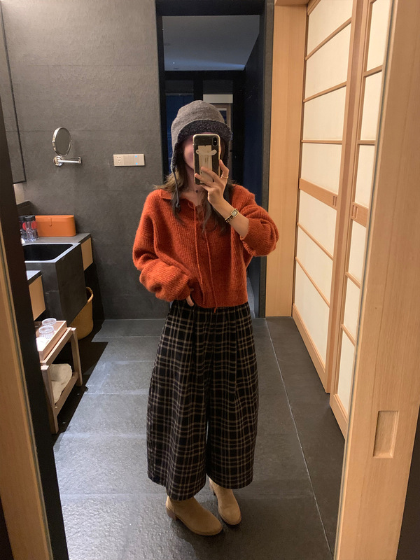 韩系温柔风简约纯色系带翻领毛衣女秋冬软糯百搭松弛感针织衫上衣|undefined