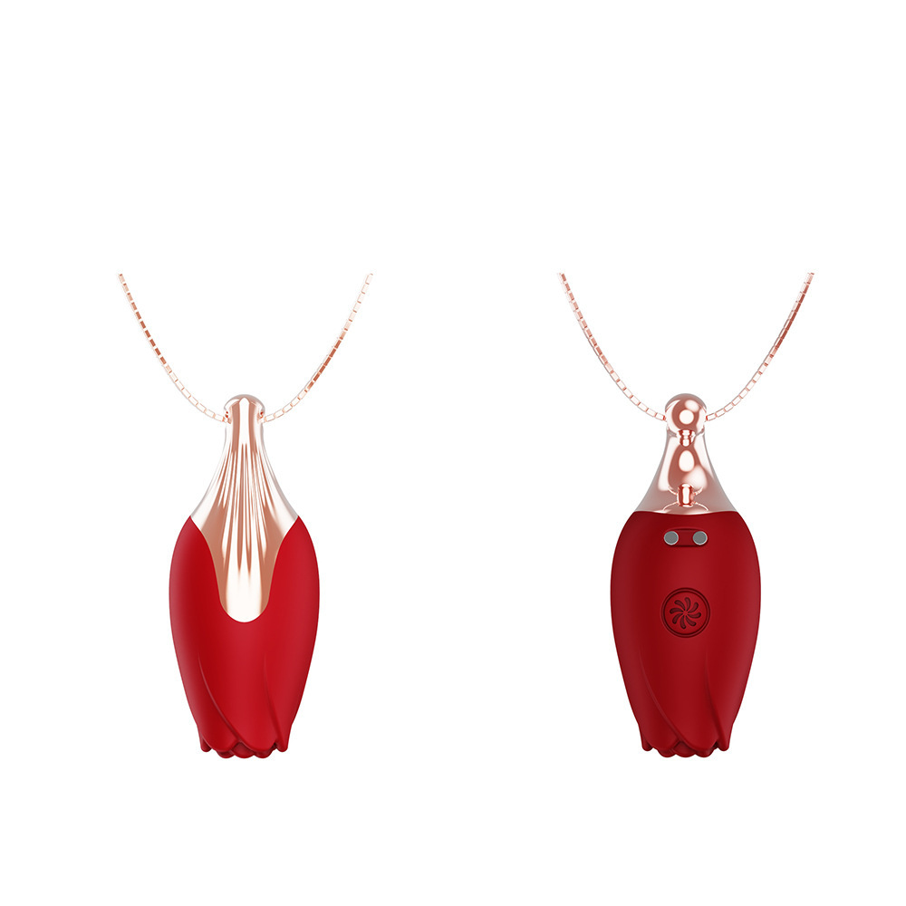 Rose Dolphin Vibrating Ring Necklace, Wearable Egg with Silicone Body and Quiet Motor — detail image 15