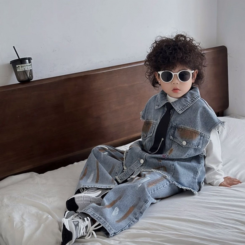 데님 조끼 + 데님 팬츠