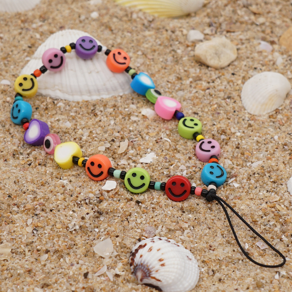 personality fashion smiley face beads mobile phone lanyardpicture5
