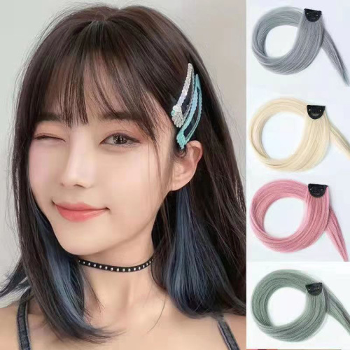 Gradient earclip wig clip-in colored hair piece wig hair straight piece for women
