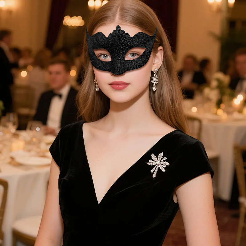 Carnaval polvo brillante retro pequeña máscara de corona veneciana máscara falsa máscara de maquillaje polvo brillante retro máscara de mitad de cara