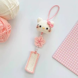 Wool Hand-Knitted Kitty Cat Pendant Crochet DIY Material Bag Knitted Doll to Pass the Time and Relieve Boredom