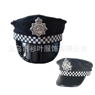 Halloween Cosplay Police Hat Carnival Logo Badge Hat Party Performance Costume Props Police Hat