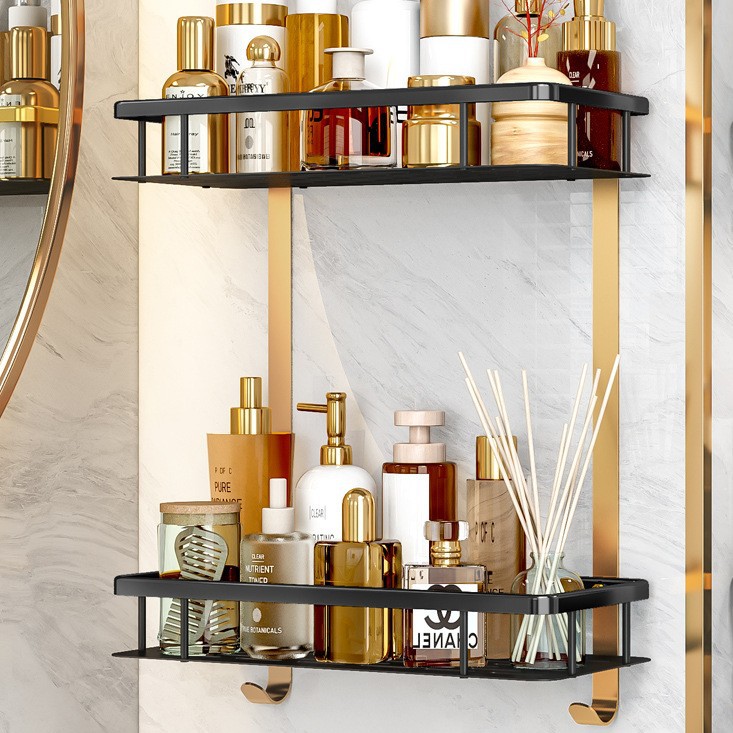 Factory Towel Rack Punch-free Light Luxury Black Gold Space Aluminum Bathroom Rack Folding Bath Towel Bar Toilet Pendant