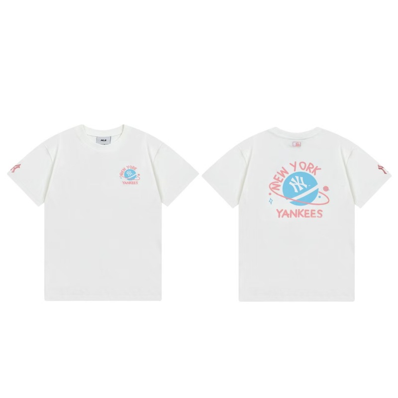 クロスボーダーMLB新ロゴ刺繍ファッション半袖フルプリントルーズTシャツ男性と女性用、ドロップシッピング|undefined