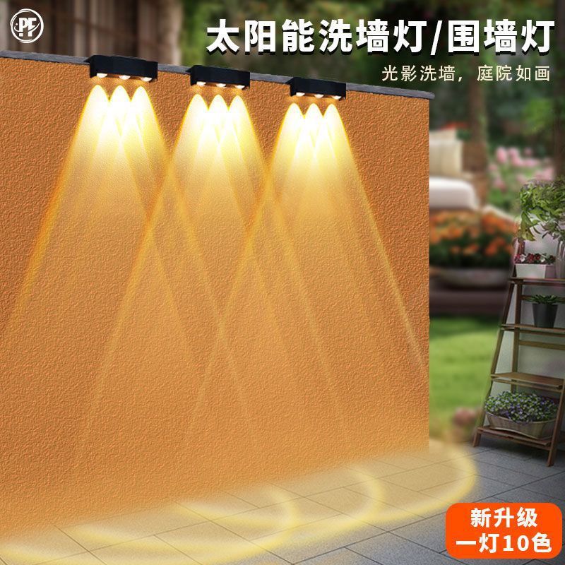 Iluminación solar al aire libre lámpara de jardín impermeable lámpara de paisaje lámpara de lavado de pared exterior balcón villa jardín decoración faro