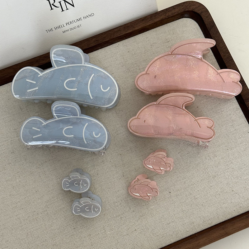 Piccolo pesce delfino presa divertente carina ragazza capelli indietro artiglio updo squalo clip creativo testa posteriore capelli presa copricapo_voghion.com