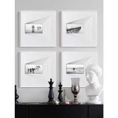 Modern Minimalist Living Room Decor Wall Art Multi-layer 3D Stereo Mural Black and White Entrance Hall Dining Room Bedroom Study Combination Painting