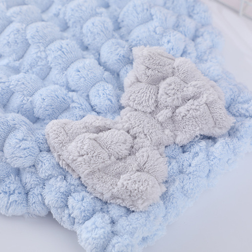 Coral velvet new cloud grid dry hair cap cute bow absorbent women's turban manufacturer wholesale thickened shower cap