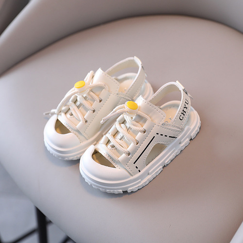 Dropshipping boys' sandals anti-kick beach shoes  summer new style girls soft bottom casual sandals baby shoes