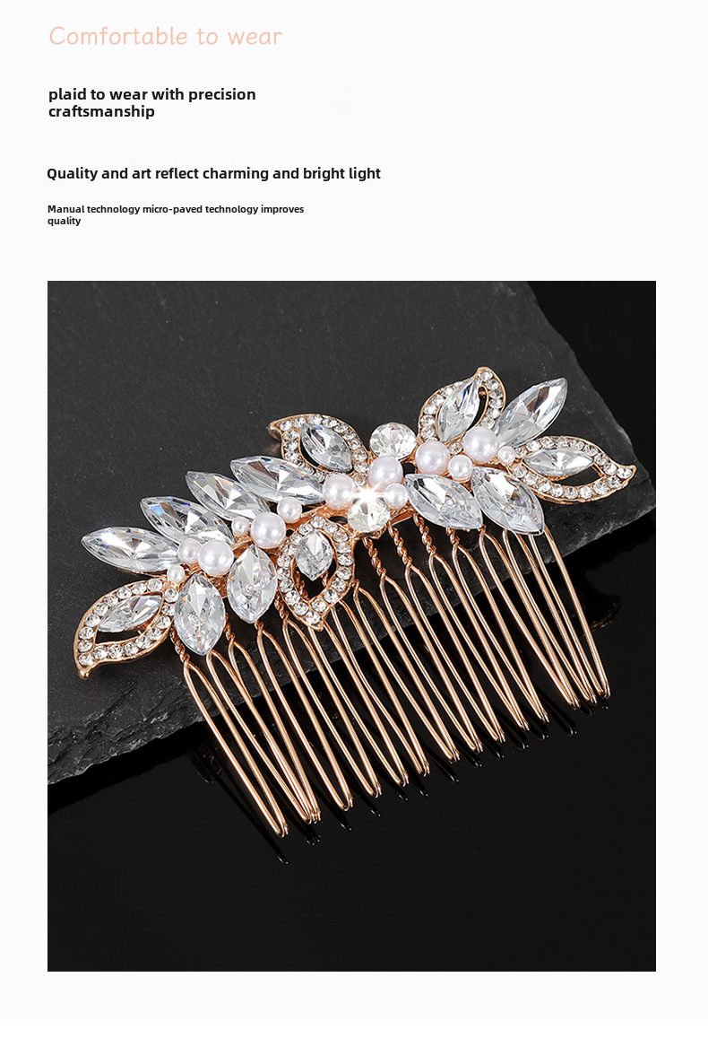 Pente de cabelo com pérolas e strass para noiva ouro_voghion.com