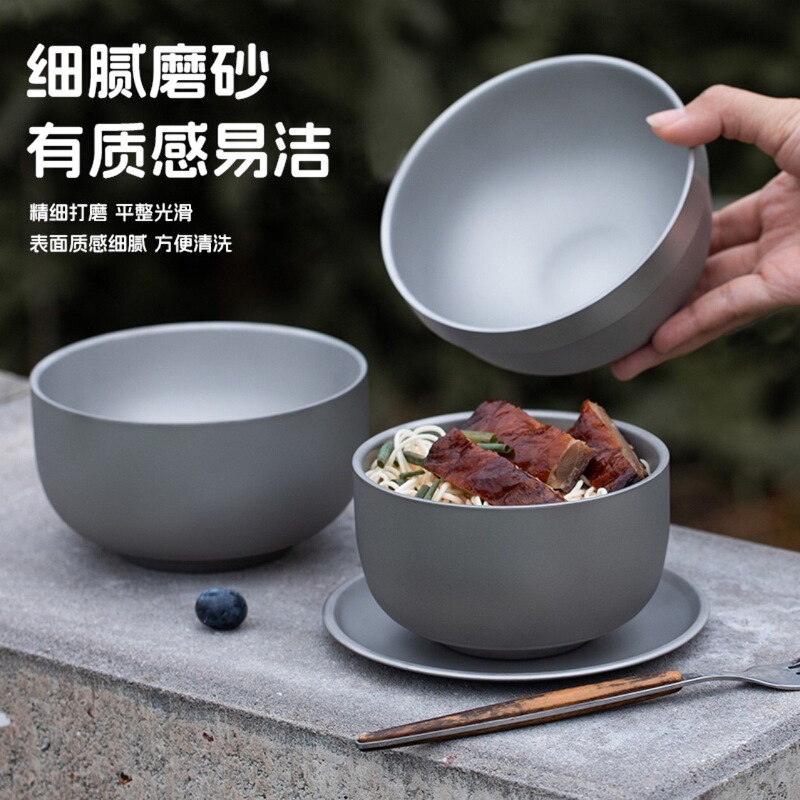 チタンボウル、二層チタンボウル、健康チタン浄化食器、断熱火傷防止ボウル、高級家庭用丼、スプーン、アウトドアキャンプ|undefined