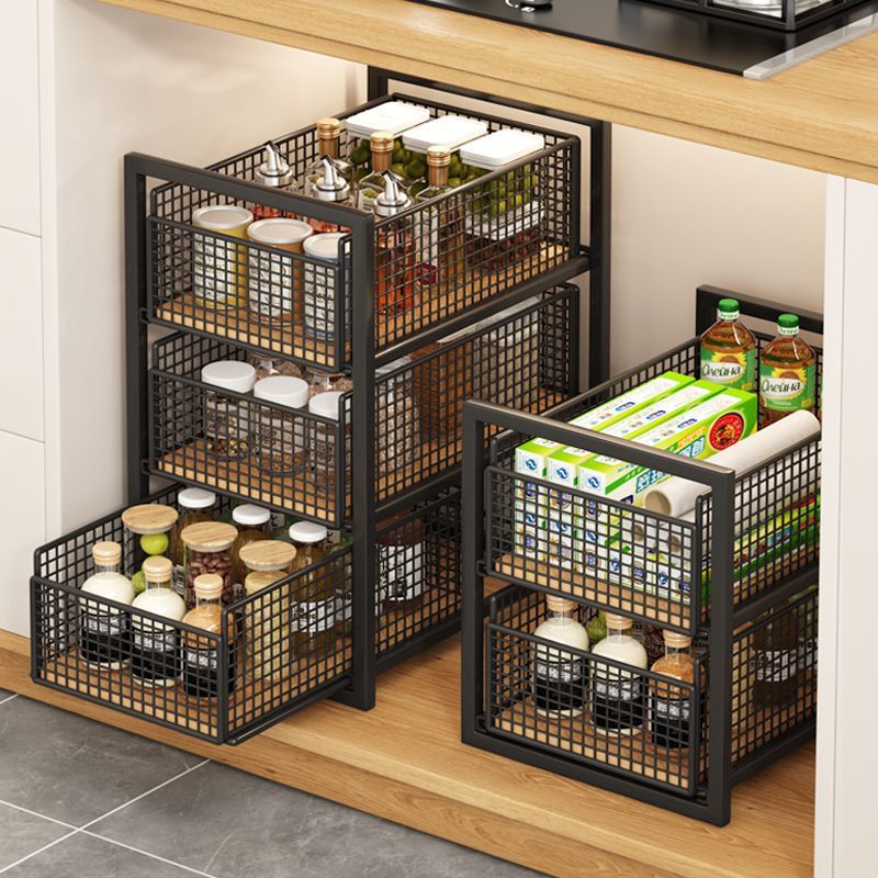 Rack de almacenamiento de fregadero tipo cabina de baño de extracción caja de almacenamiento debajo del gabinete de baño multicapa bastidor de la cesta deslizante debajo del marco estratificado