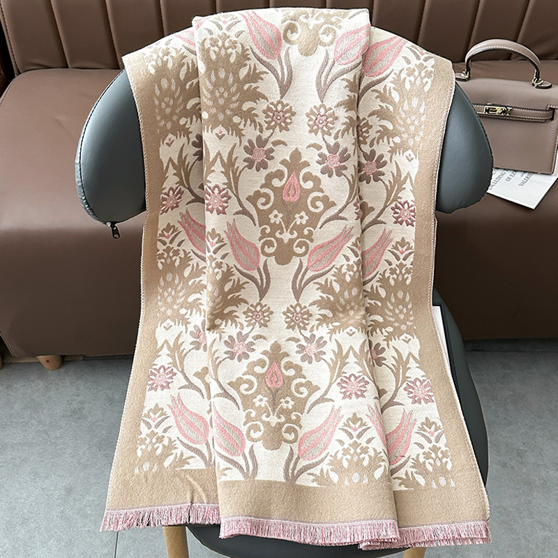 Bufandas coreanas de cachemira de dama 2025 pájaros con un bufón de aire acondicionado que se vuelve más grueso y cálido