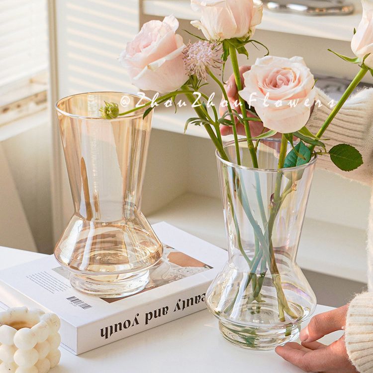European style ins simple transparent glass vase water-raising…