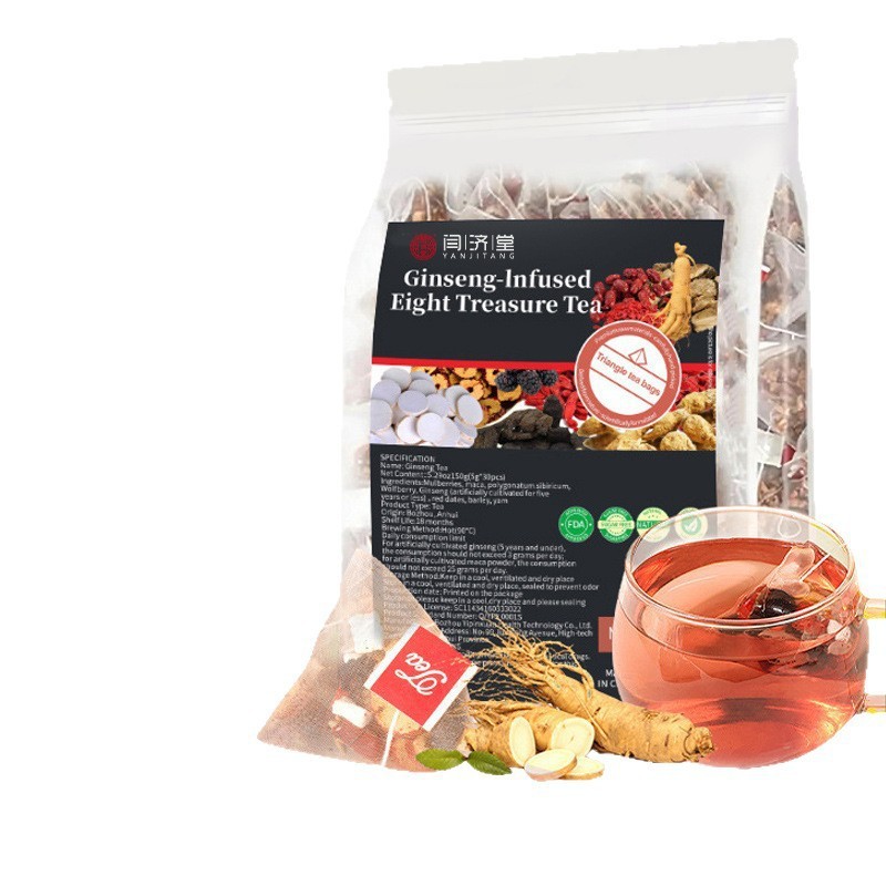 Ginseng Five Treasure Tea Ren Shen Ba Bao Cha 5g x 30 Bags Red Date Goji Mulberry Daily Herbal Tea 150g in use