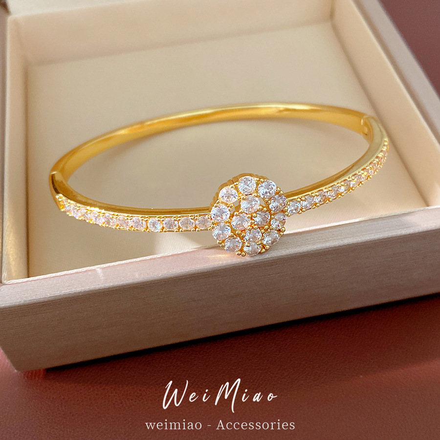 18k oro real electronita de piedra elíptica pulsera de hebilla de flores delicada pulsera de alta calidad lujosa joyas de nicho