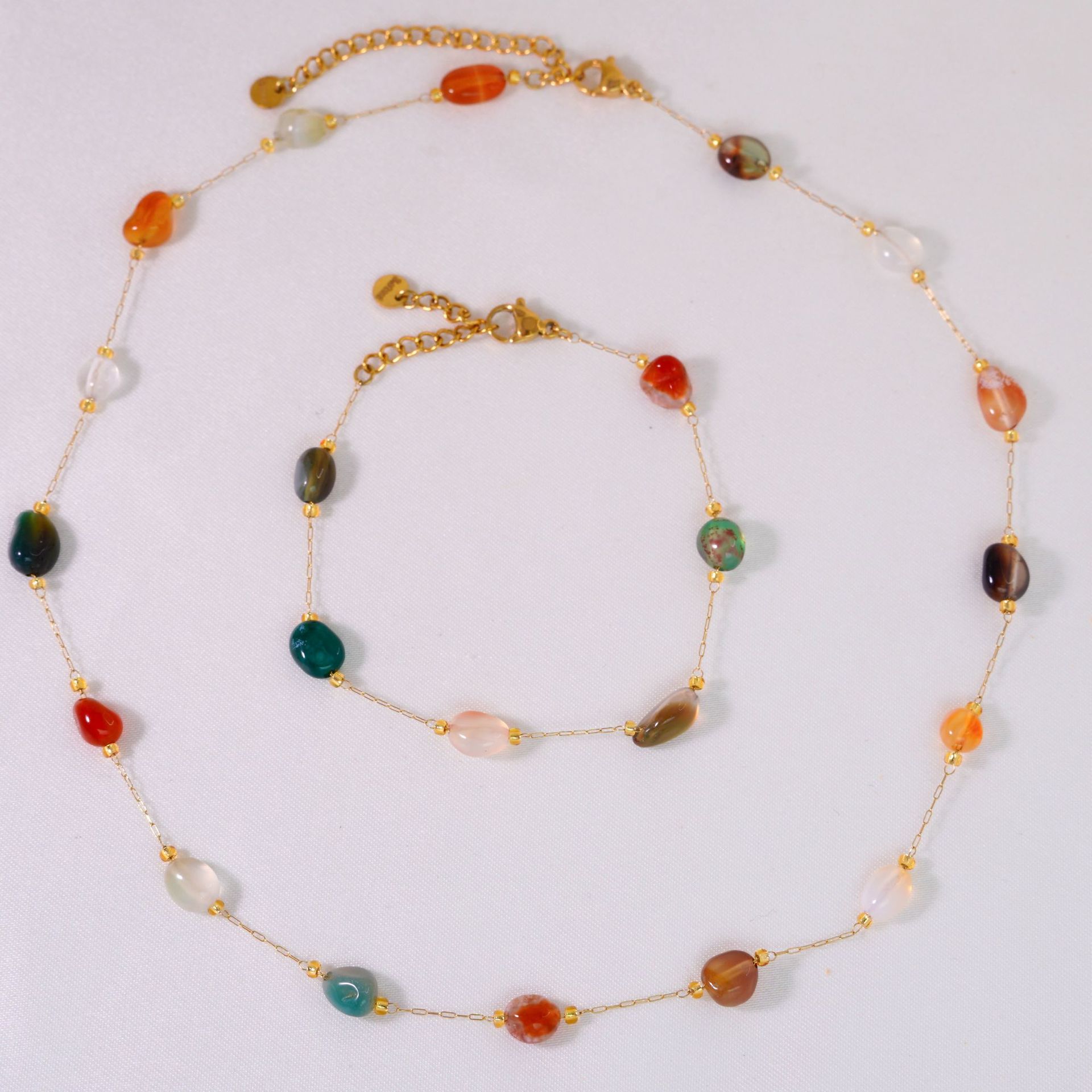 Elegant Lady Simple Style Natural Stone Titanium Steel Geometric Plating Women's Jewelry Set display picture 5