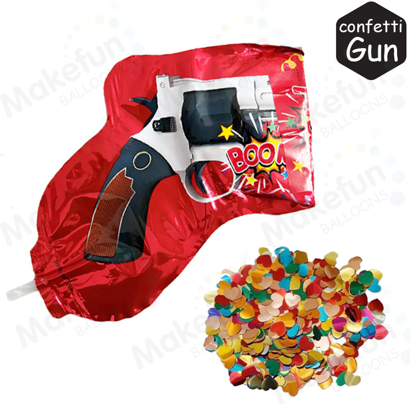 12PCs Internet Celebrant Fun Sequin Pistol Shape Wedding Birthday Party Decoration Separate Packaging Aluminum Film Balloon
