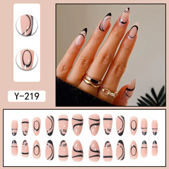 New almond line manicure patch French style wearable removable nails false nails cross-border false nails