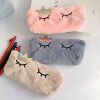 Plush false eyelashes, writing brush, cute capacious pencil case, for secondary school