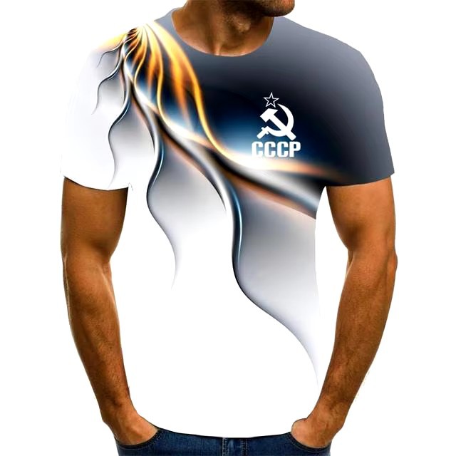 Colorido halo 3D impresión digital spot 2024 moda casual suelto cuello redondo manga corta transpirable camiseta para hombre