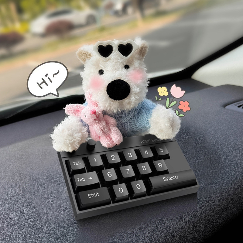 Tarjeta de estacionamiento temporal del automóvil lindo West Highland Puppy Keyboard Teléfono del automóvil Número de matrícula Decoración del automóvil Mover el automóvil