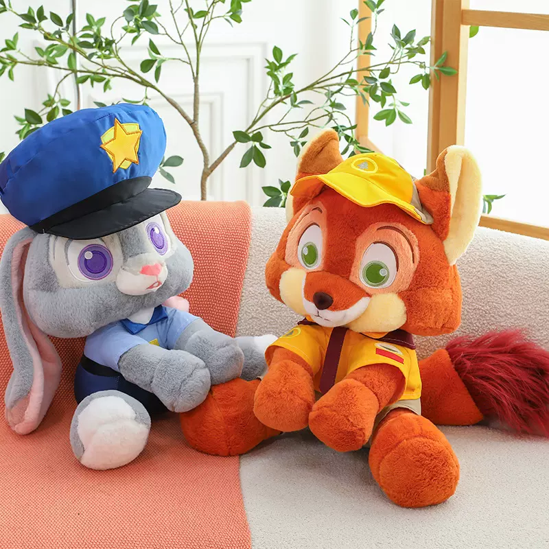 跨境尼克朱迪公仔兔子警官毛绒玩具可爱狐狸玩偶女生生日礼物批发