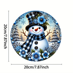 国境を越えたクリスマス雪だるまの円形の木製標識庭のドアの寝室の置物と客間の看板の飾り
