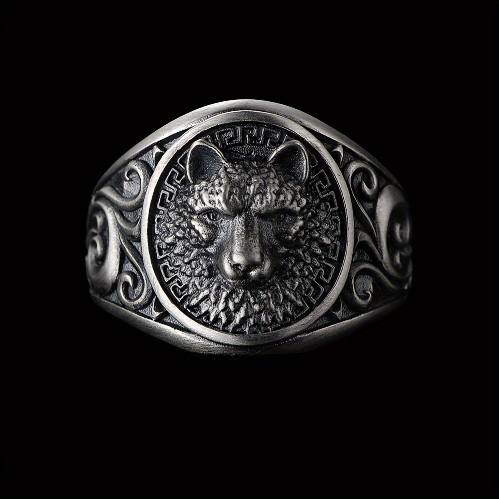 Retro Little Wolf Head Ring Men's Personalized Fashion Imitation Thai Silver Men's Domineering Animal Open Ring Ring Hu Wolf