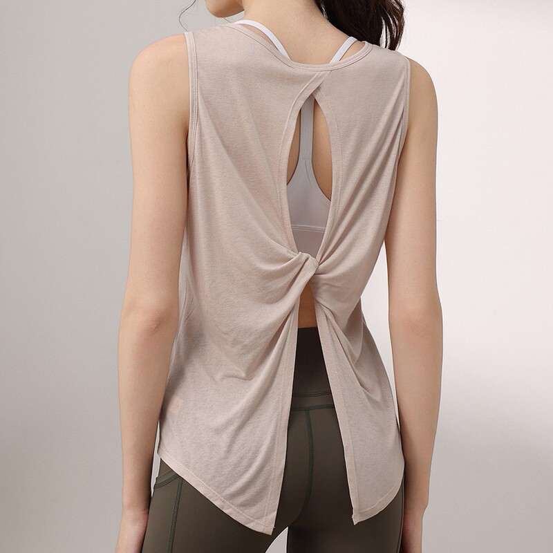 Tencel Snowflake Loose-Fitting Sports Vest for Women, Sexy Backless Yoga Cover-Up, Running Fitness Sleeveless Top for Summer