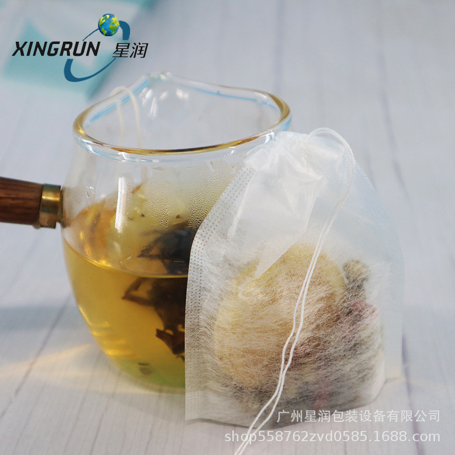 PLA玉米纤维可降解抽线茶包袋泡茶袋 中药袋抽绳捒口过滤袋泡茶袋