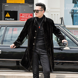 American Sable 100cm Long Collar Button Version Men's Mink Coat Whole Mink Mink Fur Coat