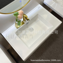 源頭廠家工廠專供酒店民宿裝修浴室櫃洗手盆納米岩石人造石一體盆