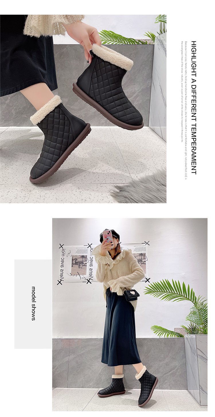 2023 Inverno nuove scarpe versatili in cotone Stivali da neve a canna corta in morbida pelle per donna_voghion.com