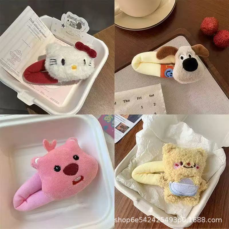 Autumn New Cute Red Bow Tie Cat Hairpin Sweet Girl Side Plush Clip Hair Accessory