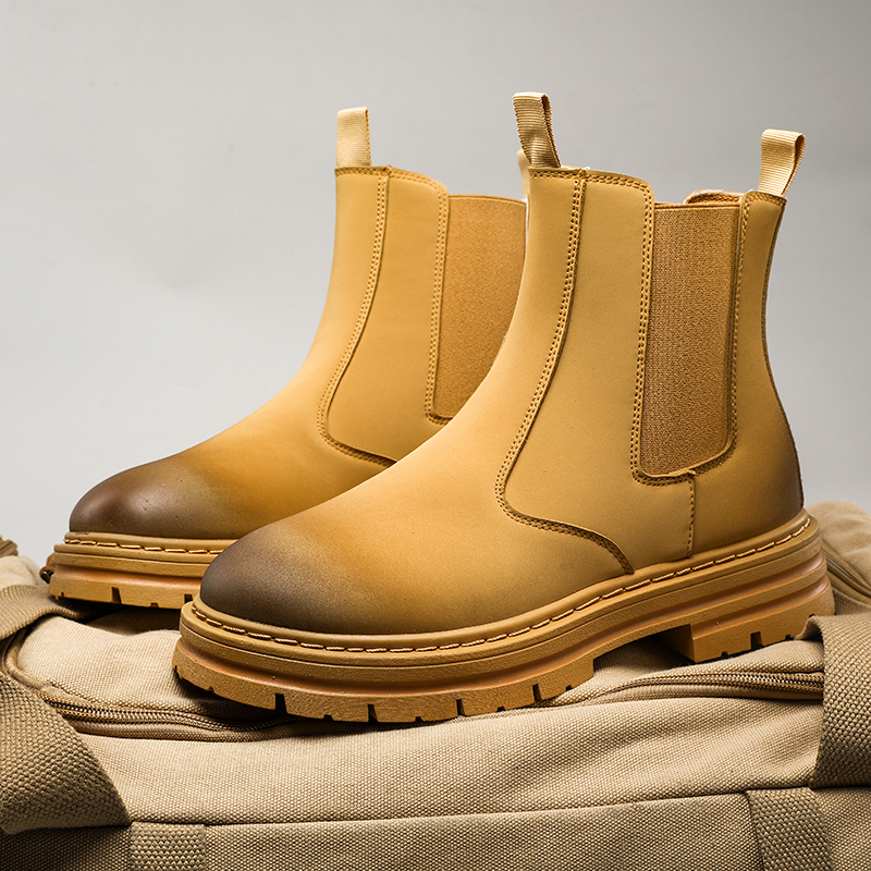 Botas Martin, botas altas de otoño para hombre, zapatos de algodón para hombre de estilo británico más zapatos de cuero casuales de plataforma de terciopelo