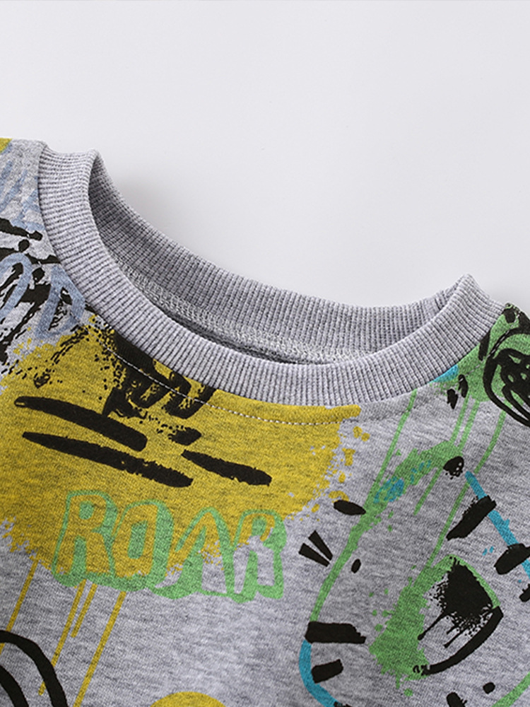 Malwee suéter de otoño e invierno para niños camisa de cuello redondo de estilo occidental de manga larga para niños pequeños y medianos europeos y americanos ropa casual para niños