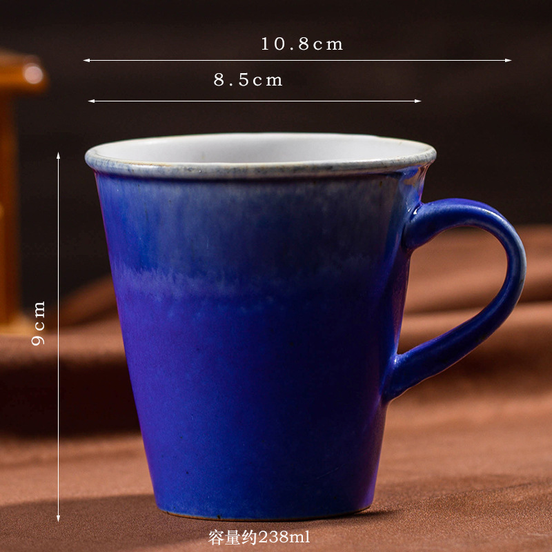 レトロな陶磁器のコーヒーカップの創意的な窯は耳のマグカップのシンプルな家庭用カップの事務カップの粗い陶器の濃縮のコップがあります。|undefined