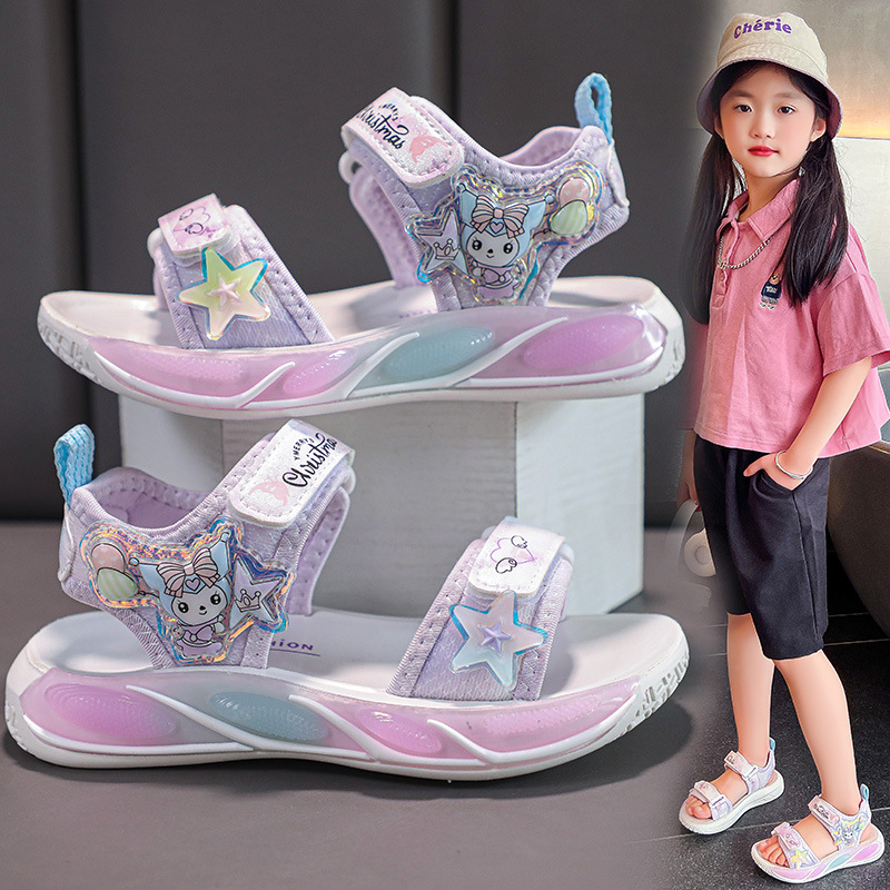 Zapatos de princesa para niñas de verano 2025 nueva moda sandalias de dibujos animados para niños zapatos de playa de dedo abierto suave image 4