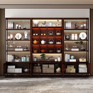 Bogu Rack Solid Wood Chinese Storage Rack Tea Rack Tea Room Tea Set Rack Living Room Office Display Cabinet Amazon